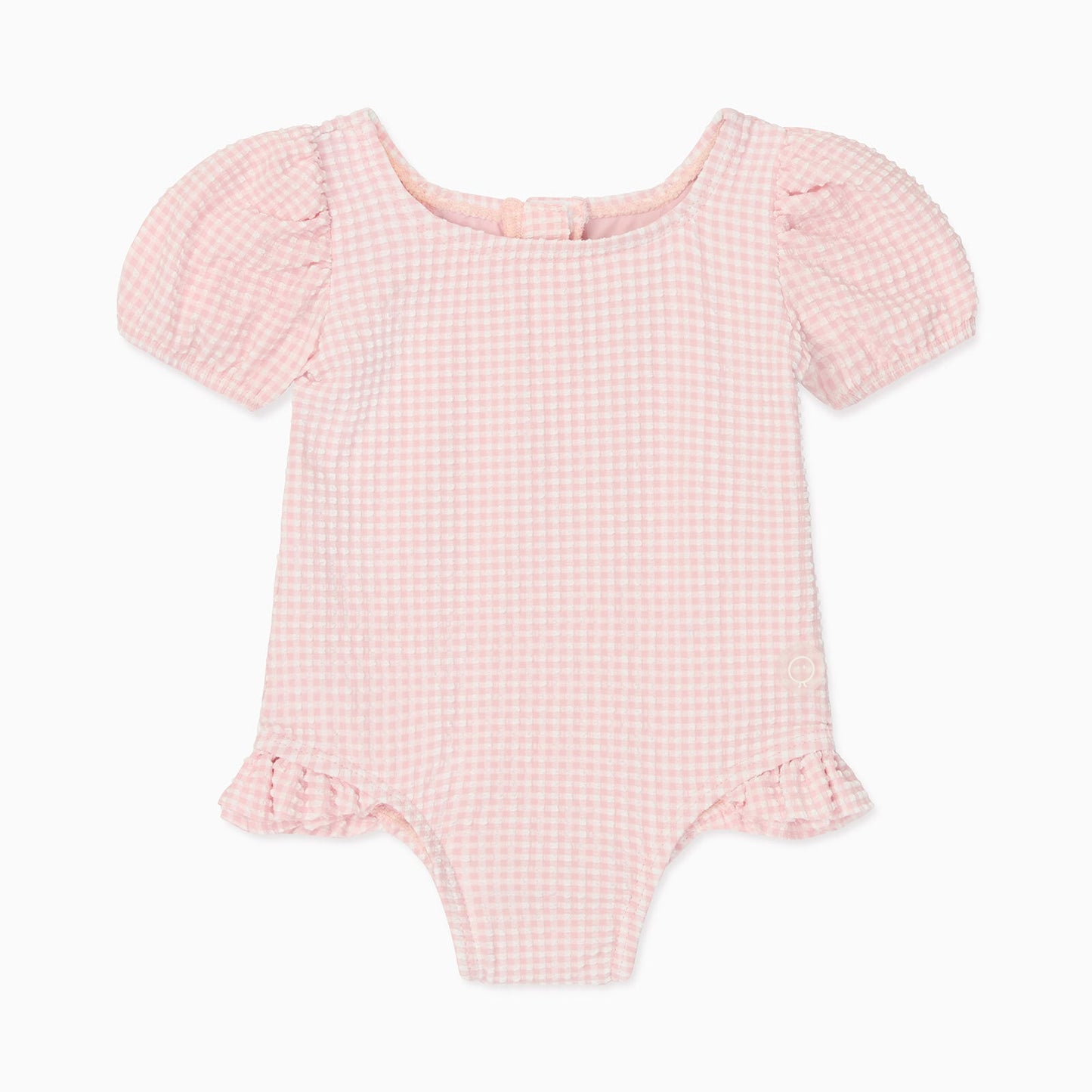 Gingham Seersucker Puff Sleeve Swimsuit