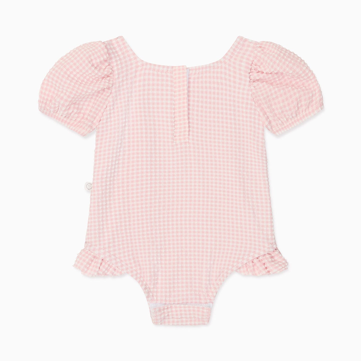 Gingham Seersucker Puff Sleeve Swimsuit