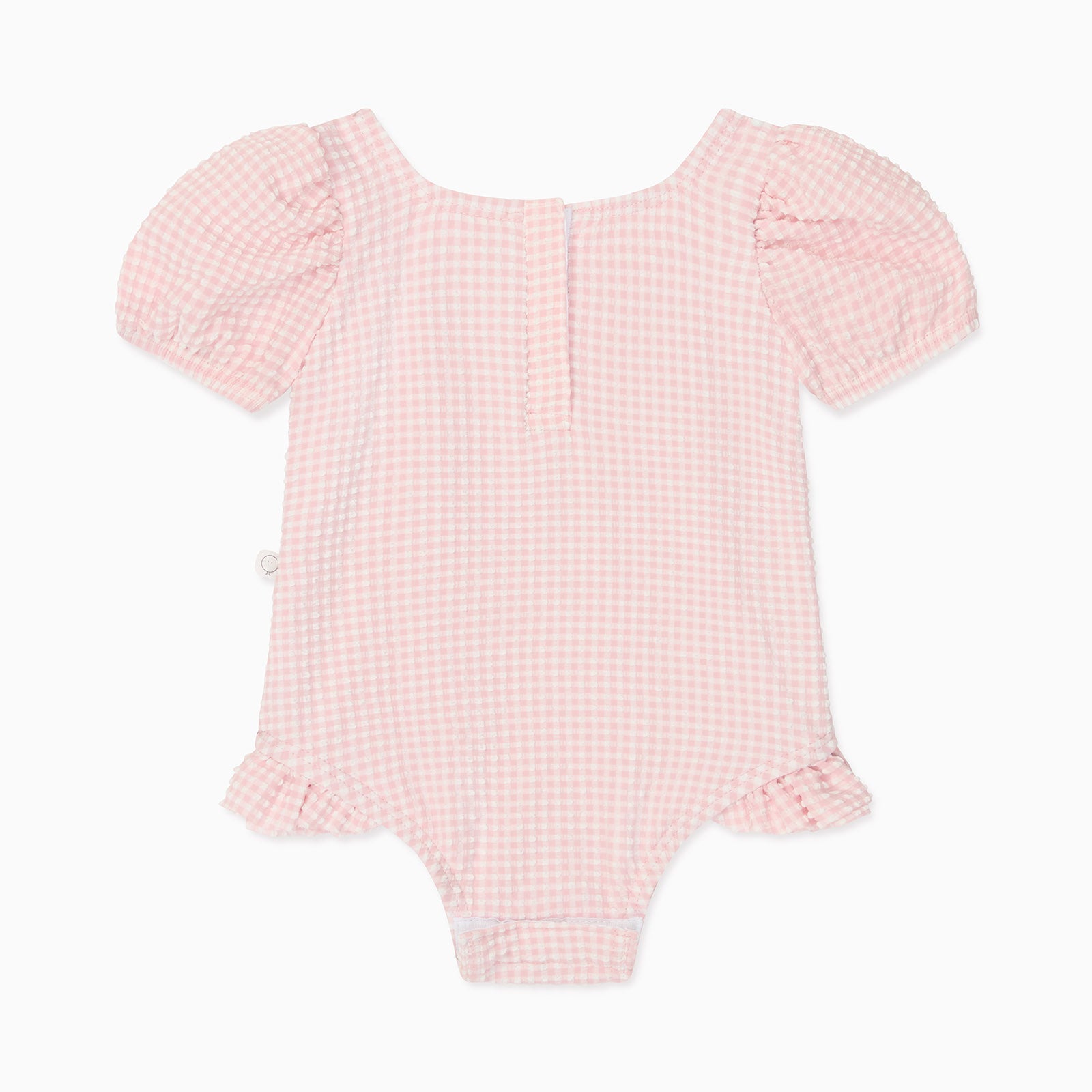 Gingham Seersucker Puff Sleeve Swimsuit