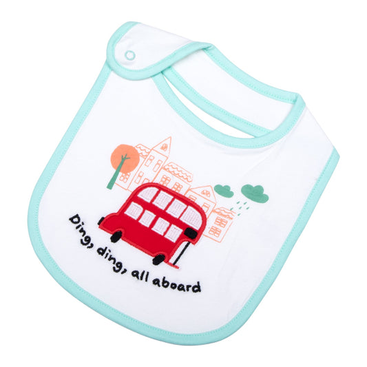 Little Red Bus All Aboard Baby Bib