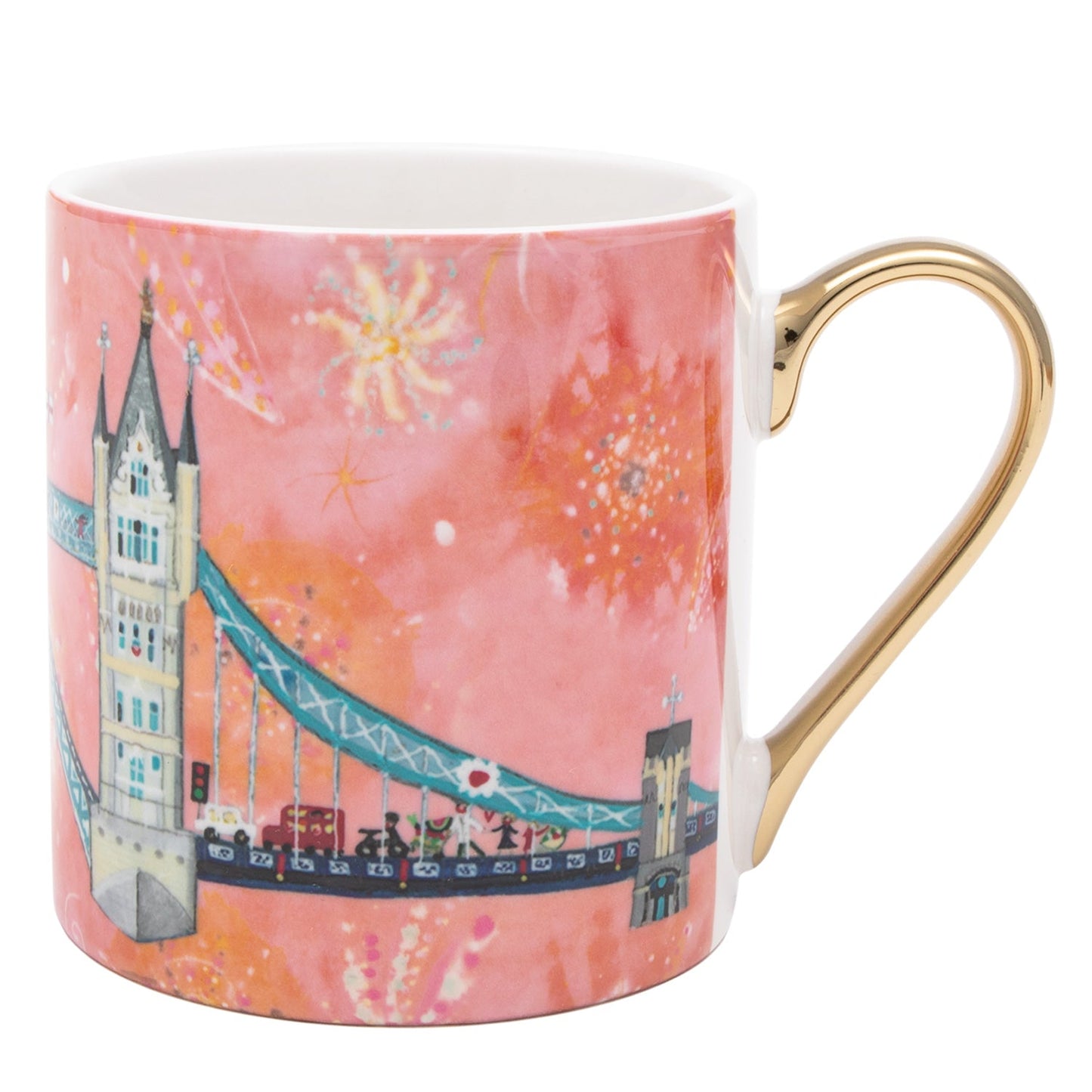 Lucy Loveheart Firework Gold Handled Mug