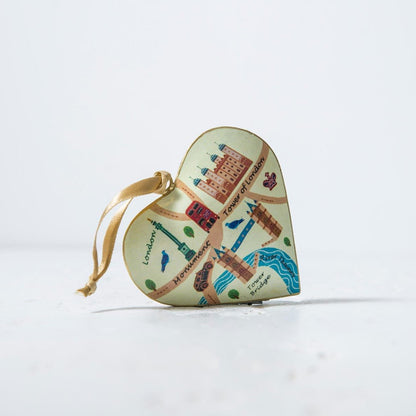 London Heart Shaped Metal Christmas Decoration - Tower Bridge