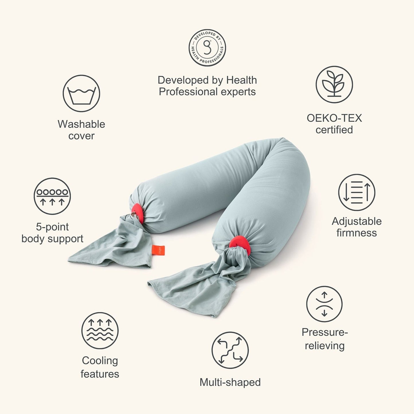 bbhugme Pregnancy Pillow - Eucalyptus & Coral