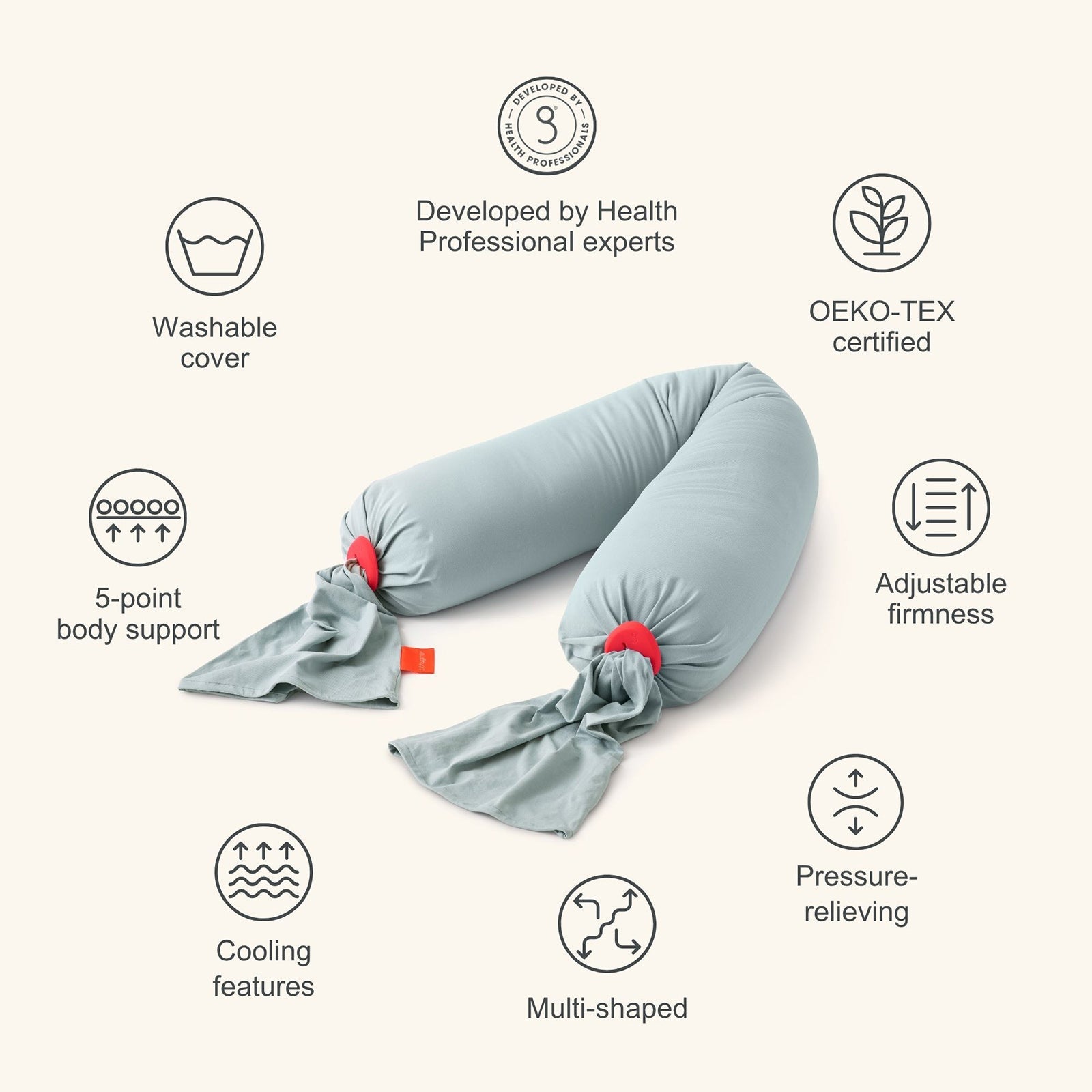 bbhugme Pregnancy Pillow - Eucalyptus & Coral