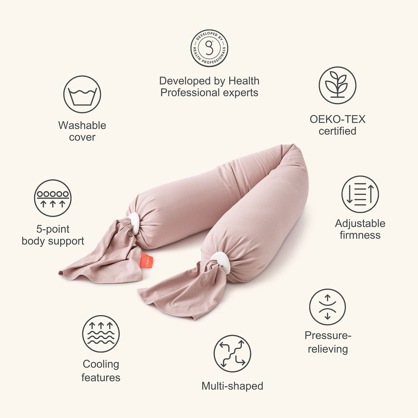 bbhugme Pregnancy Pillow - Dusty Pink