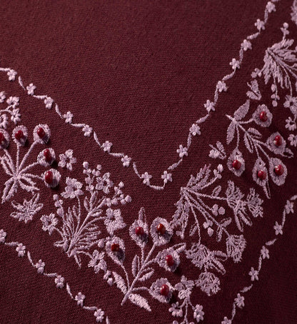 Estee Border Embroidered Pillow - Mulberry