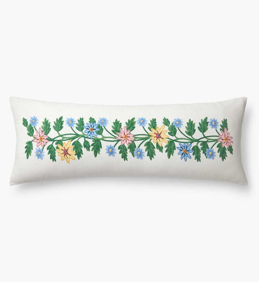 Embroidered Lumbar Pillow Cover - Helena