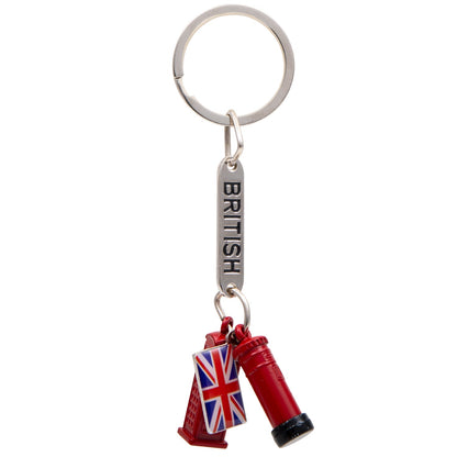 Post Box, Telephone Box & Union Jack Die-Cast Keyring