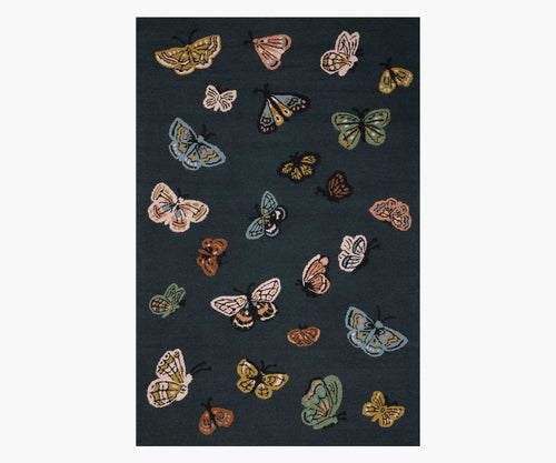 Highgrove Butterfly House Wool Hooked Rug - Charcoal