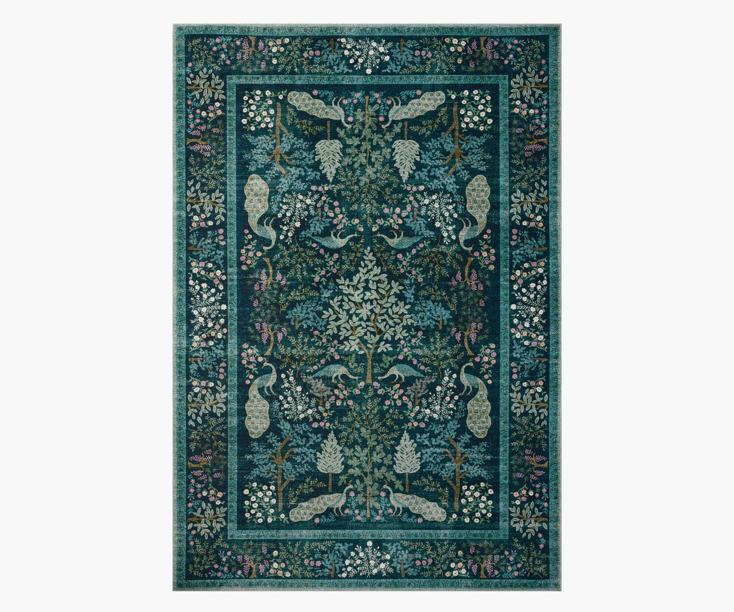 Canopy Peacock Forest Printed Rug - Teal