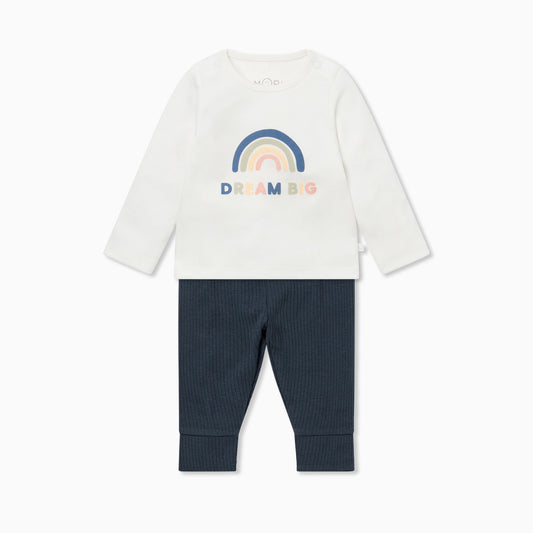 Dream Big Slogan Long Sleeve T-Shirt & Ribbed Leggings Outfit