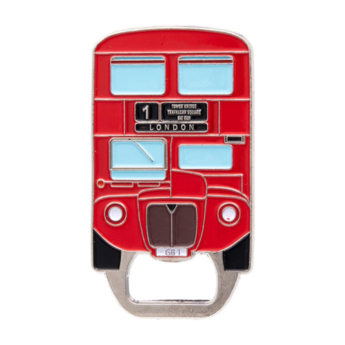 Red Bus Bottle Opener Fridge Magnet