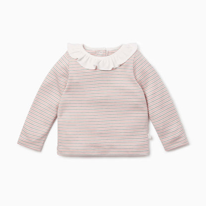 Blush & Khaki Stripe Ruffle T-Shirt & Leggings Set