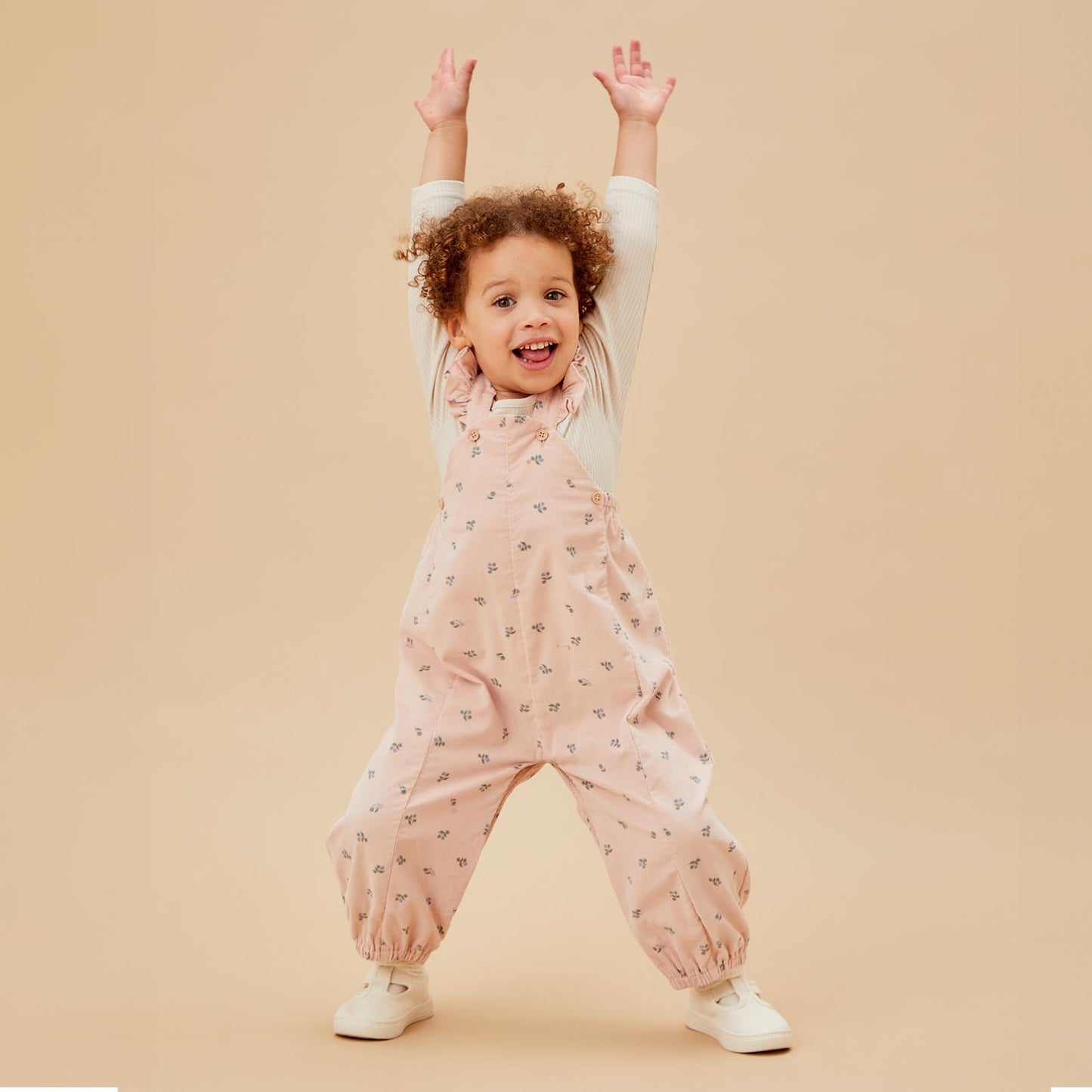 Floral Frilled Corduroy Dungarees & Bodysuit Outfit
