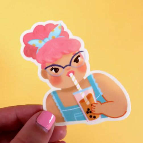 Boba Girl Sticker -Vica Lew