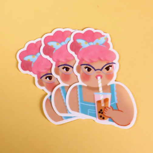 Boba Girl Sticker -Vica Lew
