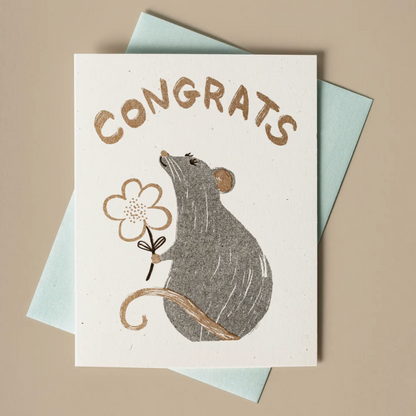 Congrats Rat - Risograph Card
