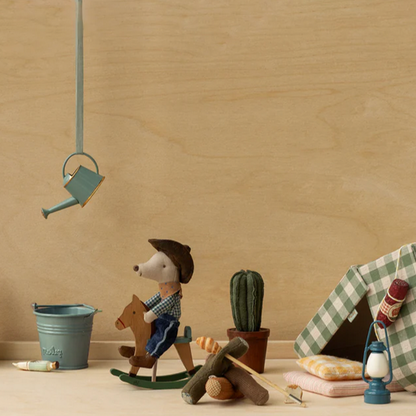 Cowboy mouse on rocking horse - Little brother