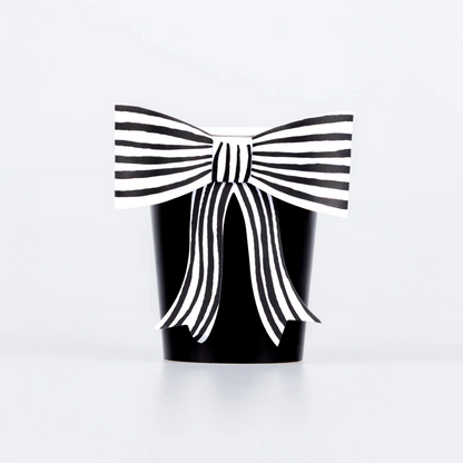 Black & White Stripy Bow Cups