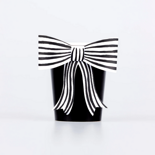 Black & White Stripy Bow Cups