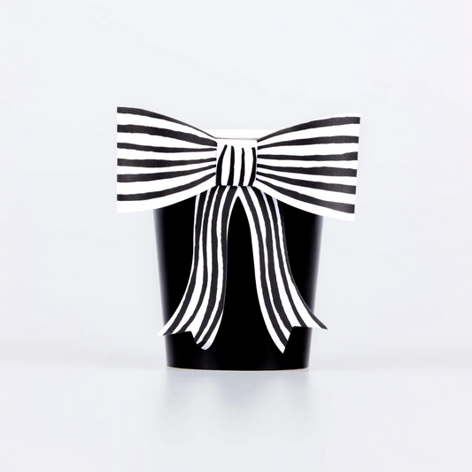 Black & White Stripy Bow Cups