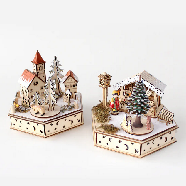 Bavarian Music Box with Lights - 2 Assorted