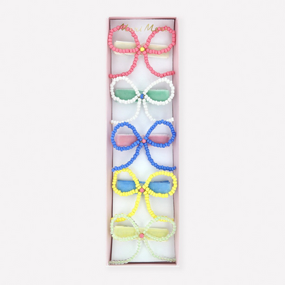 Beaded Bow Hair Clips (x5)