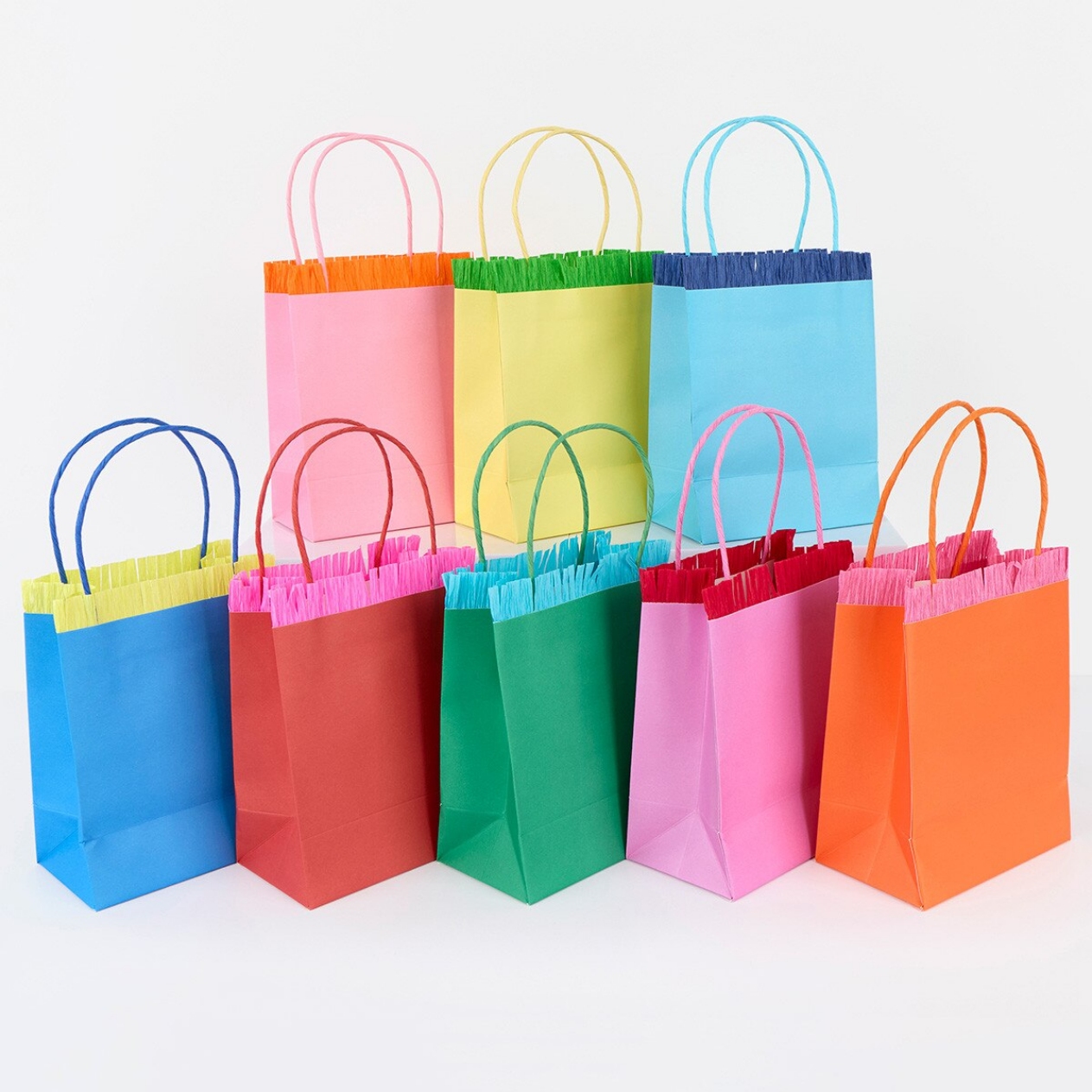 Bright Fringed Party Bags (x8)
