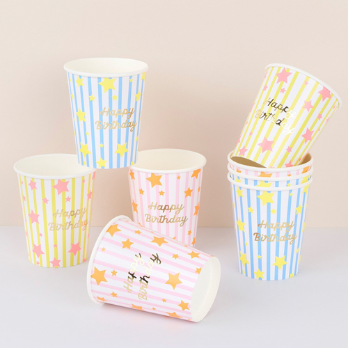 Bright Star Happy Birthday Cups (x8)