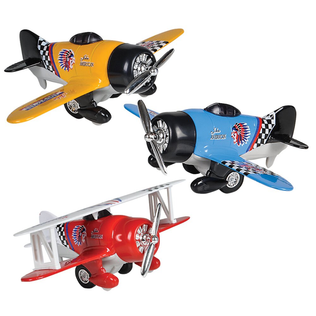 6.5" Die-Cast Pull Back Classic Wing Airplane