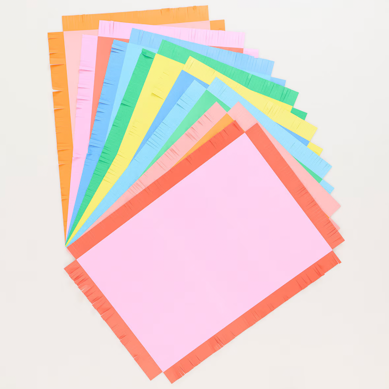 Bright Fringed Paper Placemats (x12)