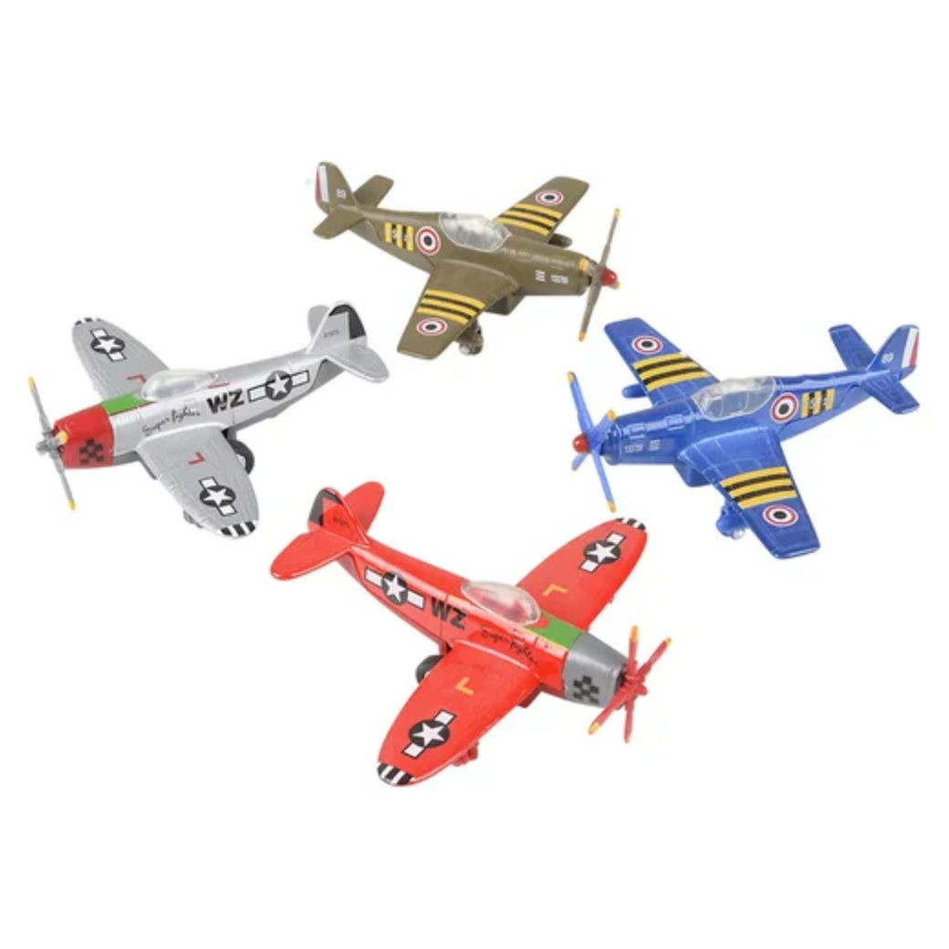 5" Die-Cast Pull Back Vintage Plane
