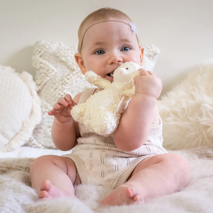 Bahbah the Lamb Baby Soft Toy with Organic Natural Rubber Teether Head