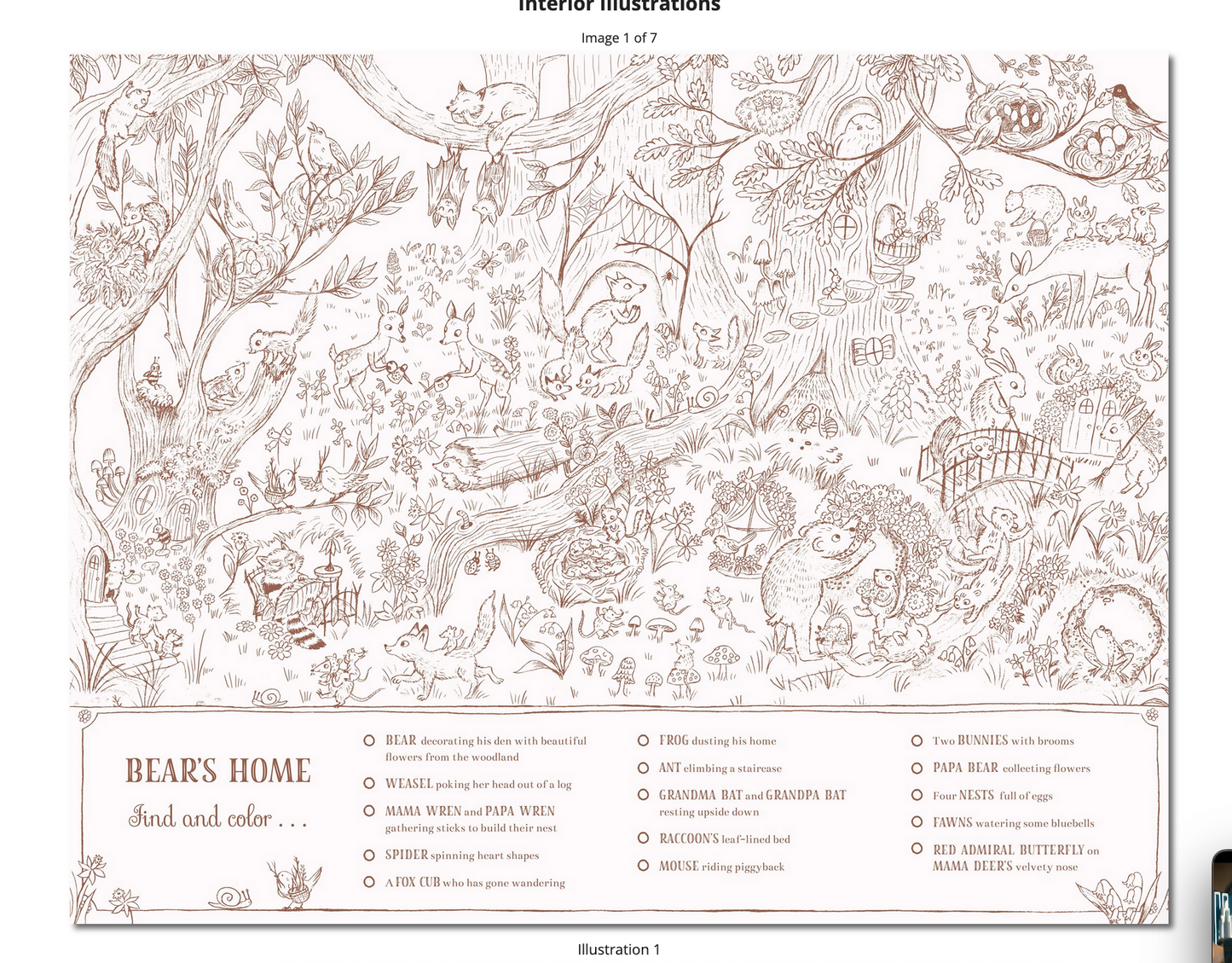 Brown Bear Wood: A Search-and-Find Coloring Book: Over 100 Things to find