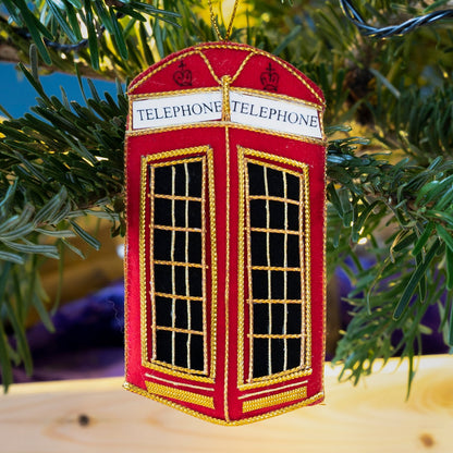 Telephone Box Stitched Christmas Decoration