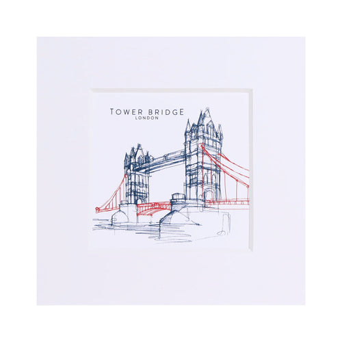 Tower Bridge Line Small Print - White