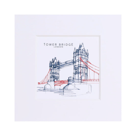 Tower Bridge Line Small Print - White