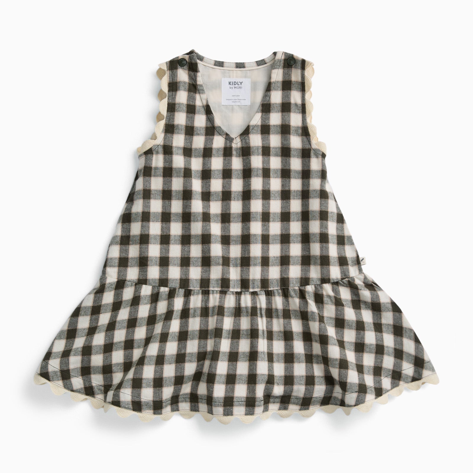 KIDLY by MORI Checked Pinafore Dress