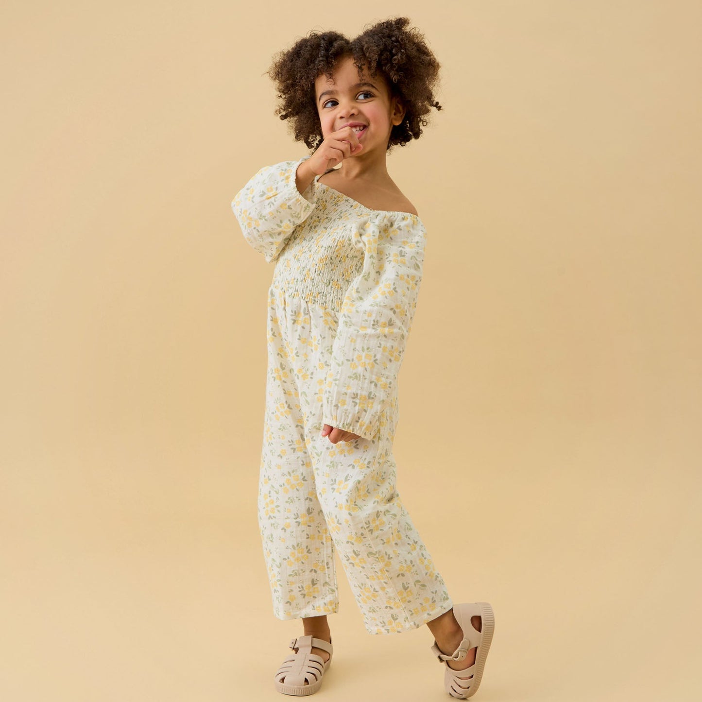 Floral Muslin Smocked Jumpsuit