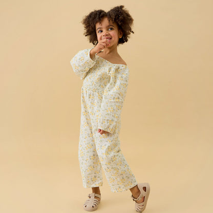 Floral Muslin Smocked Jumpsuit