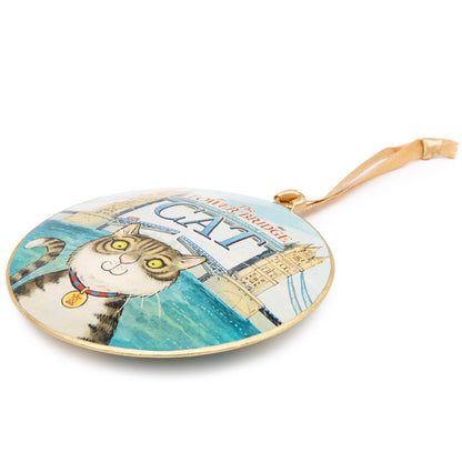 The Tower Bridge Cat Round Metal Decoration