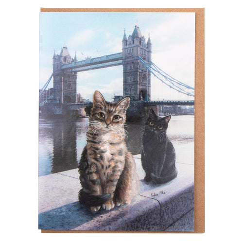 Celia Pike Cats At Tower Bridge Greeting Card