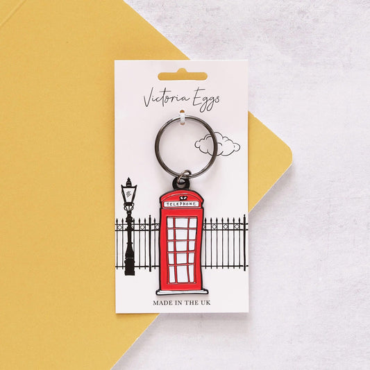 Victoria Eggs Enamel Telephone Box Keyring