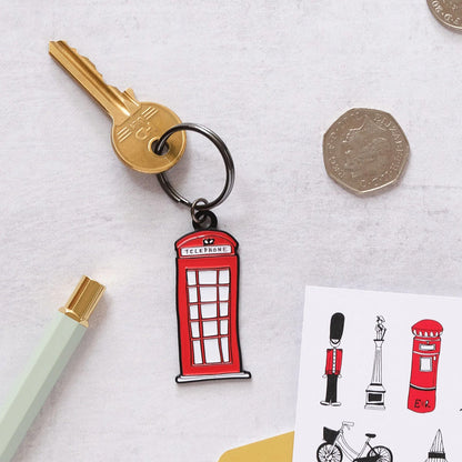 Victoria Eggs Enamel Telephone Box Keyring