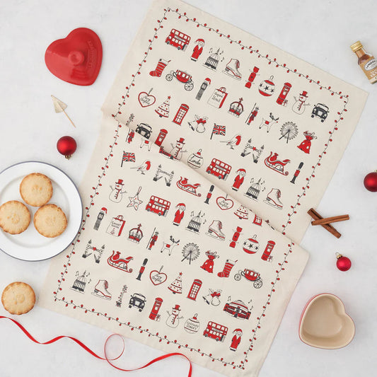 Victoria Eggs London Christmas Tea Towel