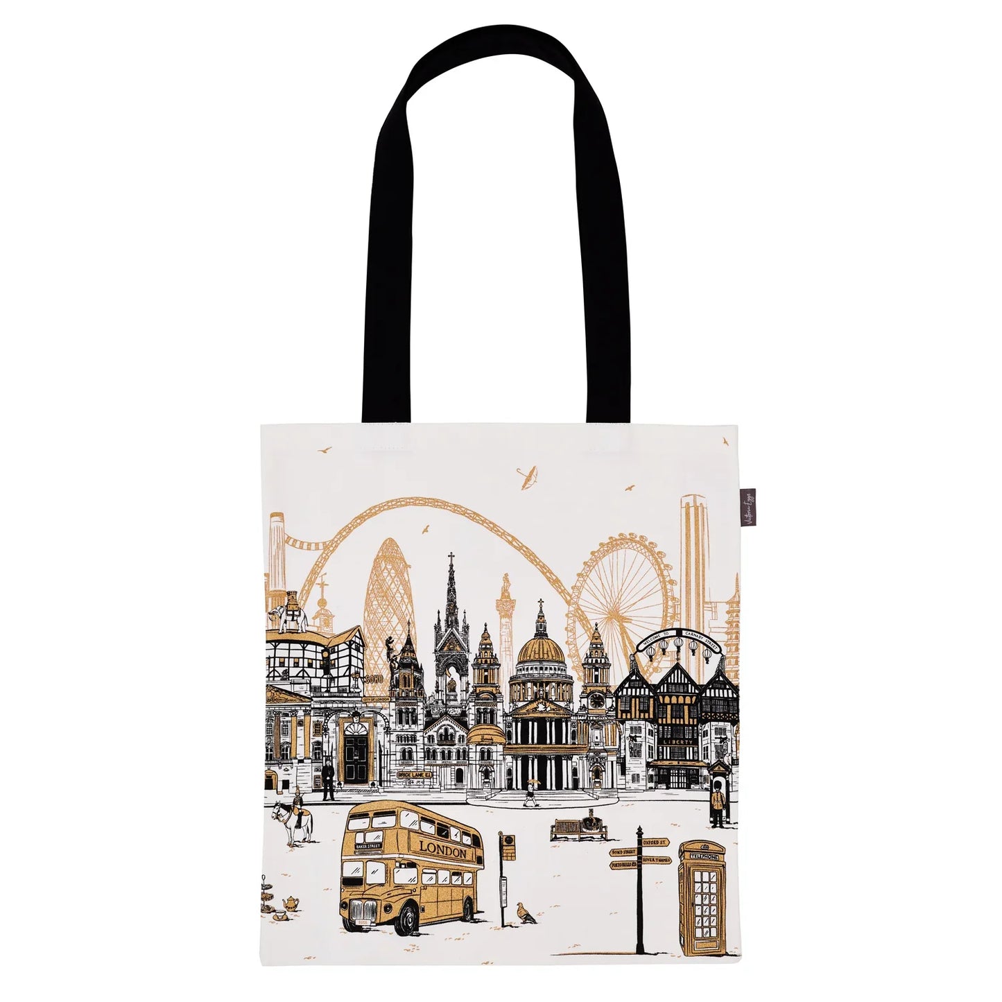Victoria Eggs Quintessentially London Canvas Tote Bag - White & Gold