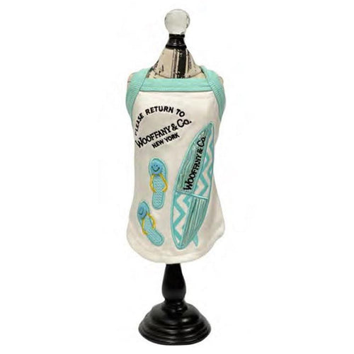 Luna Blue Wooffany Splash Chevron Surfboard Dog Tank