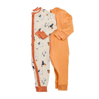 Halloween Hugs & Ribbed Clever Zip Sleepsuit 2 Pack