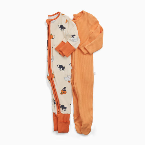 Halloween Hugs & Ribbed Clever Zip Sleepsuit 2 Pack