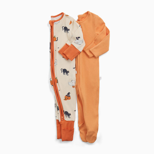 Halloween Hugs & Ribbed Clever Zip Sleepsuit 2 Pack